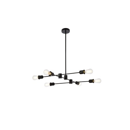 Living District Xavier 6 Lights Pendant In Black LD7051D31BK